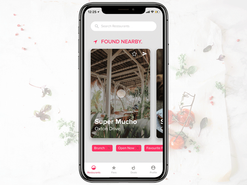 Restaurant Finder App built with InVision Studio