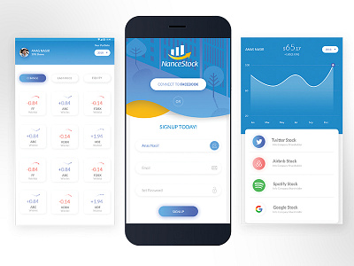 Online Stocks Buy & Sell - Mobile app UI