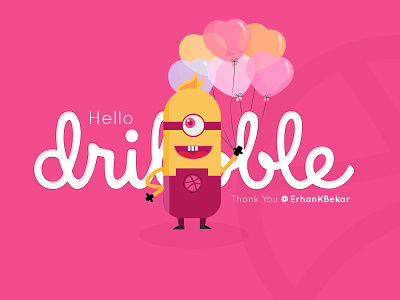Hello Dribbble animation app app design art baloons branding creative design illustration introduction invitation love minions stunning thanksgiving trends typography ui design vector web