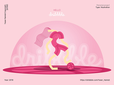 Hello Dribbble character character design design dribbble flat design flat illustration flatdesign hello hello dribble hellodribbble illustration illustrator love dribbble pink vector