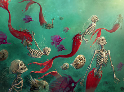 • Sea of Death • illustration mermaid photoshop sea creatures sirens skeleton