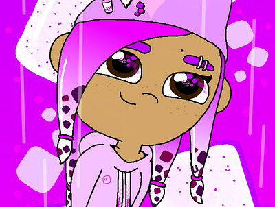 Purple Jello Girl anime cartoon character art graphic design original character