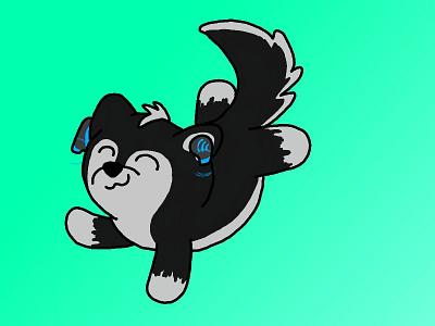 Earbud Husky animal cartoon character art dog graphic art graphic design husky