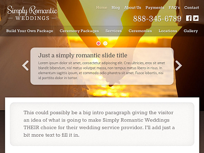 Simply Romantic Weddings header responsive slider web site website wedding