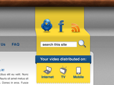 Lightwire Header - Social Links 3d blog design shelf design social icons website