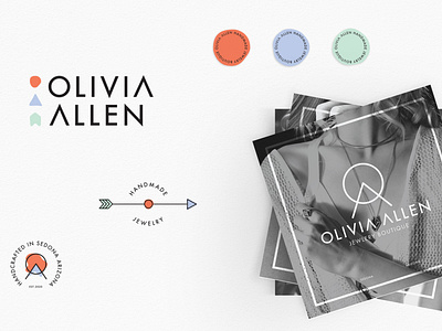 Olivia Allen Jewelry Boutique arrow art direction brand identity brand marks branding creative direction geometic graphic design jewelry logo mockup mountain organic sun