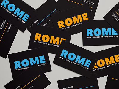Rome Business Cards air conditioning black blue and orange brand identity branding business card cooling graphic design heating hvac hvac service logo