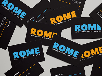 Rome HVAC services business cards air conditioning black blue brand identity branding business cards cooling drip drop graphic design heating hvac logo masculine masculine logo orange solid strong water drop