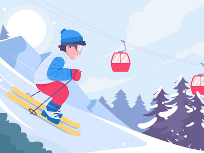 Ski Illustration graphic design illustration ui vector winter