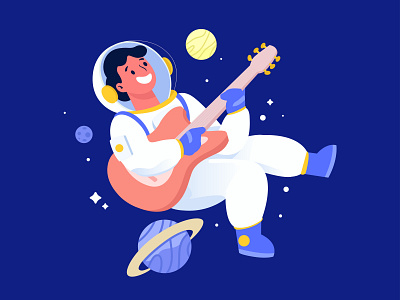 Music in Space astronaut branding graphic design illustration ui