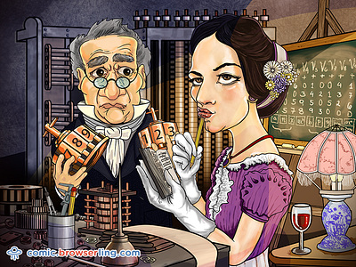 Ada Lovelace and Charles Babbage by Peter Krumins on Dribbble