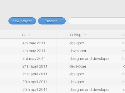 Projects List Preview app blue clean grey light list simple web