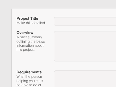 Projects Form Preview by Lewis Bell on Dribbble