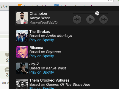 In-Browser Player Concept browser media music player recommendations