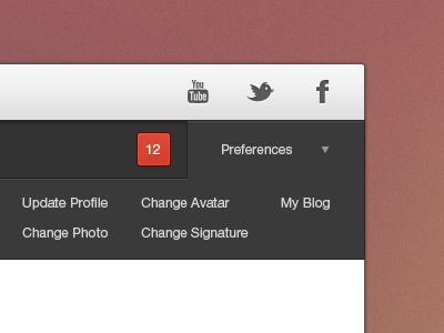 Preferences Drop Down menu notification options preferences social