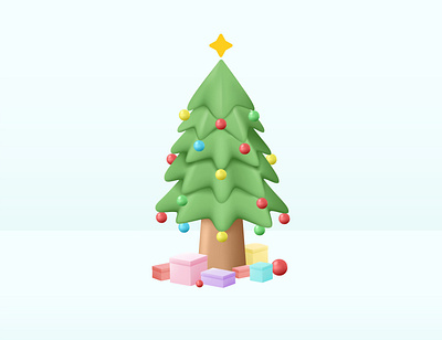 Hello December! 3d celebrate christian christmas christmas tree eve event gift icon illustration pastel pine tree vector