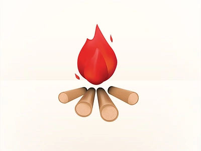 Bonfire 3d adventure app bonfire branding design fire icon ignite illustration light night outdoor simple survival ui vector warm winter wood