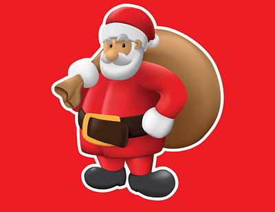 Santa is Ready! 3d app bearded branding cartoon character christmas design eve gift holiday mascot present red sale santa ui vector web winter