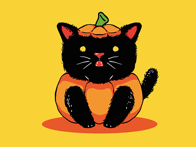 Little Pumpkin animal cat helloween illustration pet pumpkin
