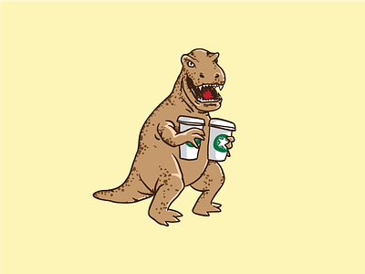 T-REX character coffee dinosaur logo mascot t rex