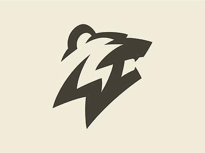 Bear Head animal bear flat head lightning logo roar simple thunder wild