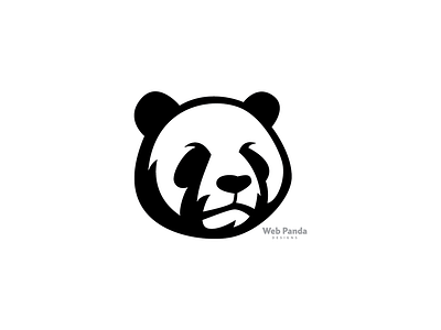 Panda animal asia black white face flat logo panda simple