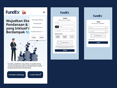 Redesign Mobile Web Login Page FundEx appdesign design figma graphic design landingpage mobilewebdesign prototype ui uidesign uiux ux