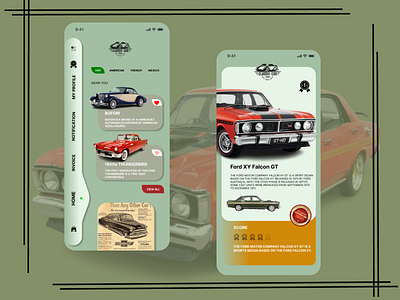 Old School Car Application. app cars mobile old car ui