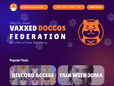 VAXXED DOGGOS NFT LANDING PAGE ft JOMA TECH