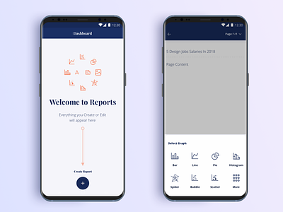 Reports | WIP | Mobile App (1/3) 2.0 android app blue clean create design line icons material design mobile app report ui ux visual
