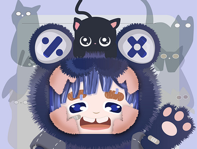 Kaeru-kun cats graphic design illustration