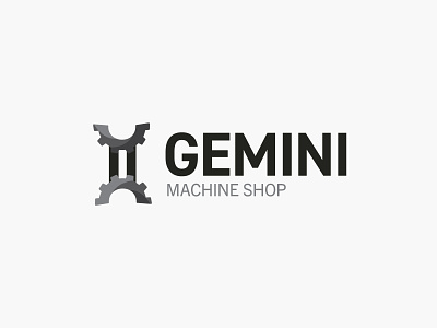 Gemini Machine Shop - Proposal 1 branding gear gemini industrial industrial design machining metal minimal modern sleek