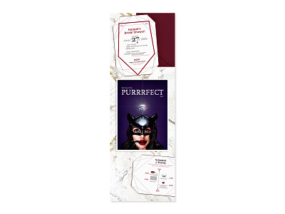She found the purrrfect man! batman bespoke bridal shower catwoman comic illustration invitation print schedule of events stationary wedding
