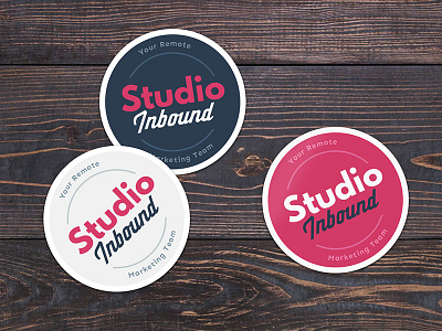 Studio Inbound logo badge color variations custom type inbound inbound marketing logo mockup sitckers studio
