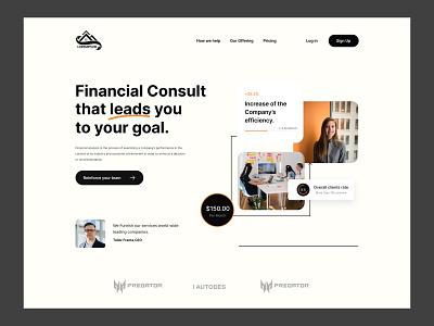 Financial Consultation Landing Page black conceptdesign figma minimal pixelean trendy uidesign uiux webdesign
