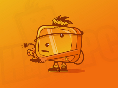 Sticker For HappyPC adobe branding cartoon character computer funny happy illustrator kids orange pc vector