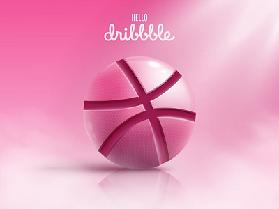 Hello Dribbble! ball first shot hello dribbble illustrator realism vector