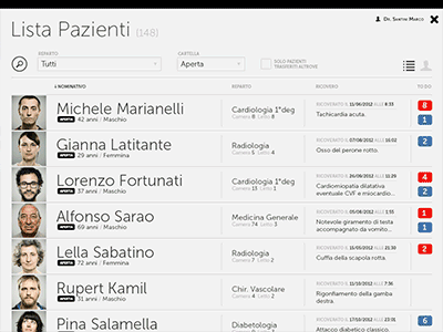 Patient selection flow for an iPad app