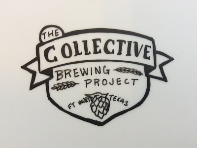 Collective Brewing Project - Sketch 4 barley brewing hops lettering shield