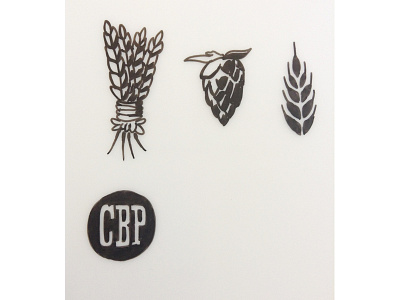 Collective Brewing Project - Symbol/Mark Sketch 2 barley brewing hops lettering symbol