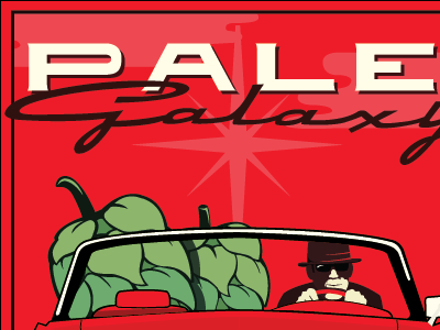 Pale Galaxy label ale beer car ford galaxie hops label