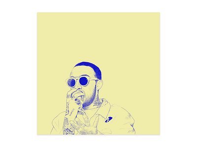 Mac Miller Ballpoint on Post-It (Photoshop) ballpoint pen cintiq illustration mac miller photoshop post it notes