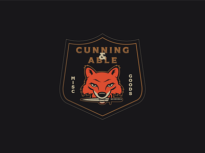 Cunning & Able badge branding fox illustrator knife logo