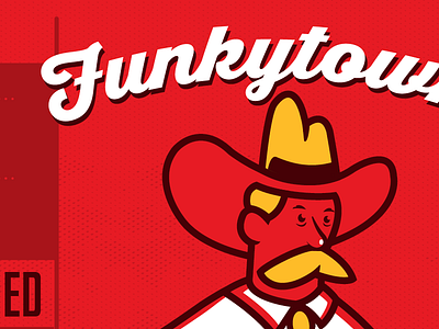 Funkytown - Sour Red label beer brewery cowboy hops illustration label