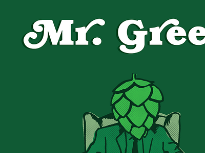 Mr Green beer green hand drawn hops label poster vector