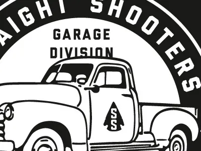 Straight Shooters - Garage Division truck tshirt typography