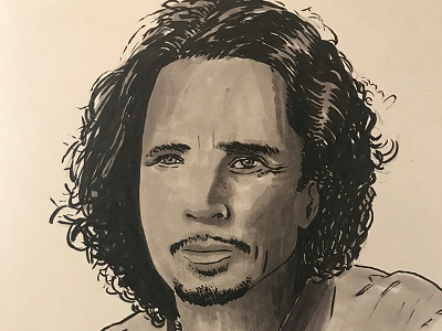 Inktober - Chris Cornell brush pen illustration inktober marker