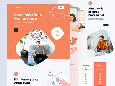 Creating Online Portofolio - Exploration bold curvy desktop fun headlines hero illustration landing page portofolio web design