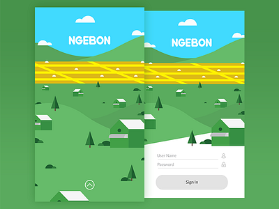 Ngebon design green illustration landscape login ngebon screen userinterface