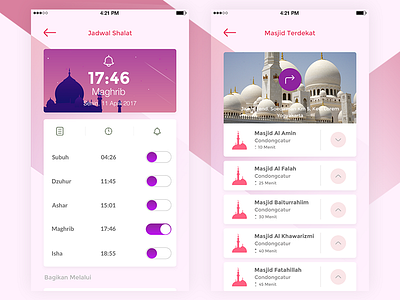 Sholat App app explore gradient mobile mosque schedule sholat